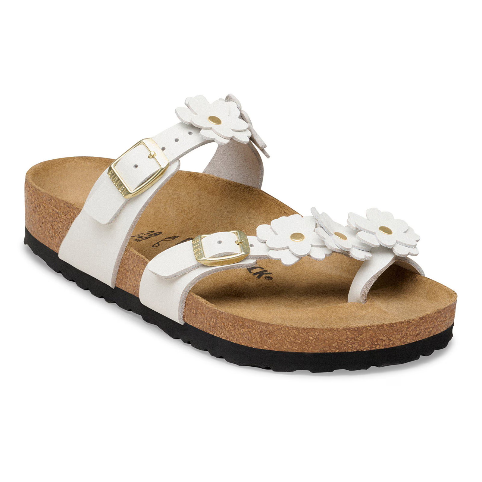 Image of Mayari Flower Embellishment Natural Leather