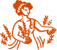 Woman picking grain illustration