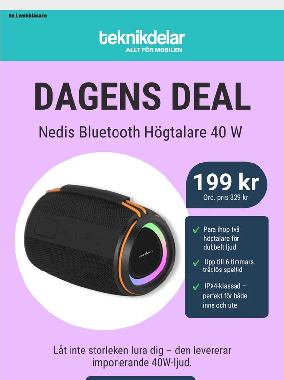 Dagens Deal: Kraftfull Bluetooth-högtalare 40W 🎶