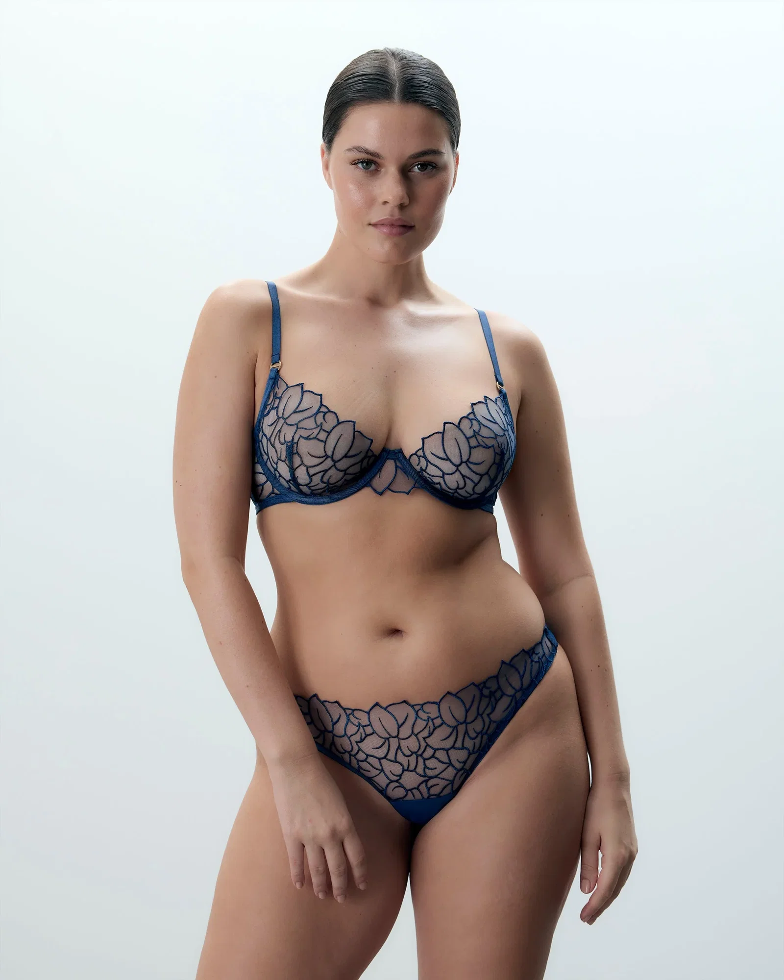 Image of Laurel Sheer Floral Panty Navy