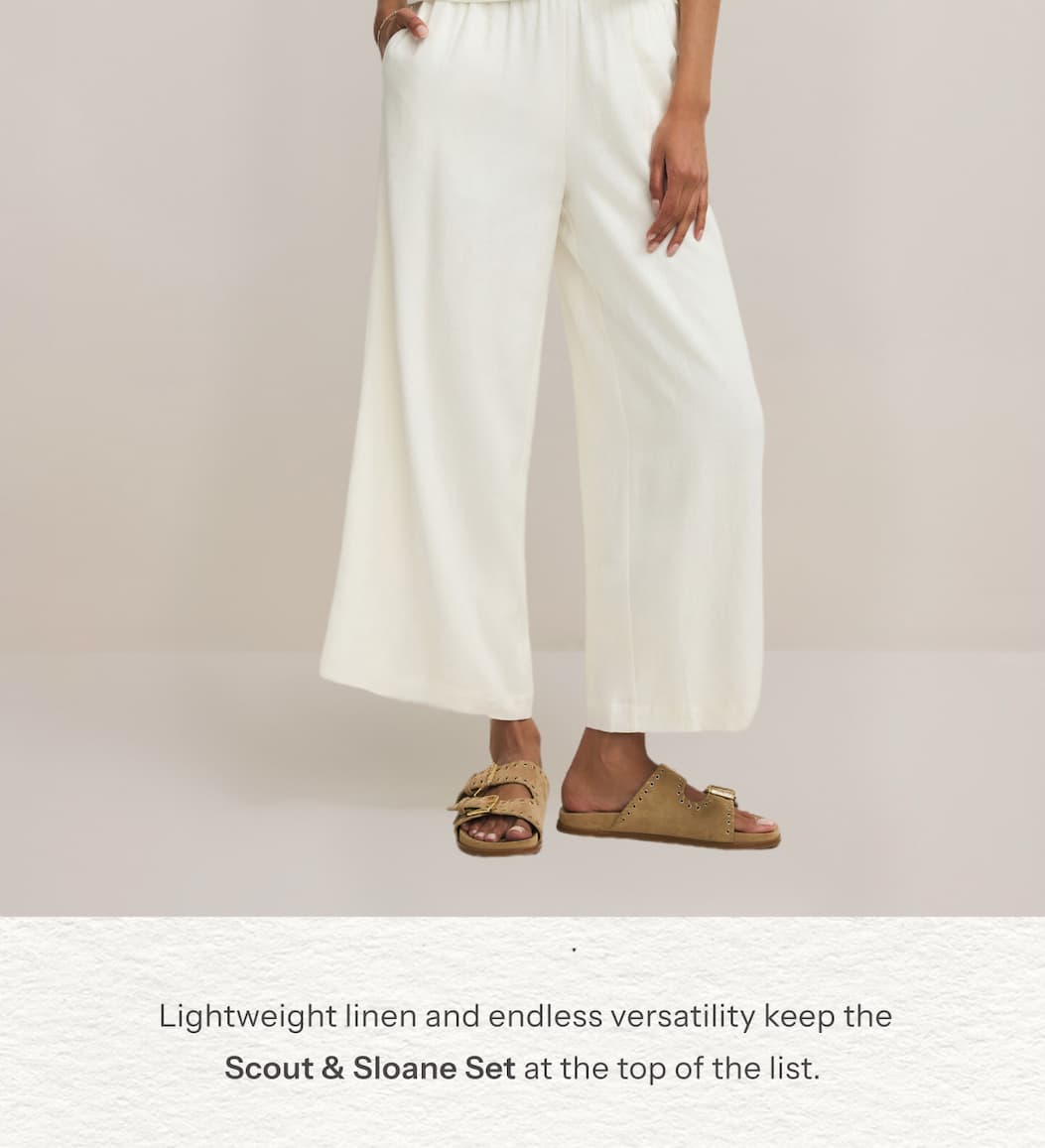 02. A Linen Essential | Lightweight linen and endless versatility keep the Scout & Sloane Set at the top of the list. | Shop Now