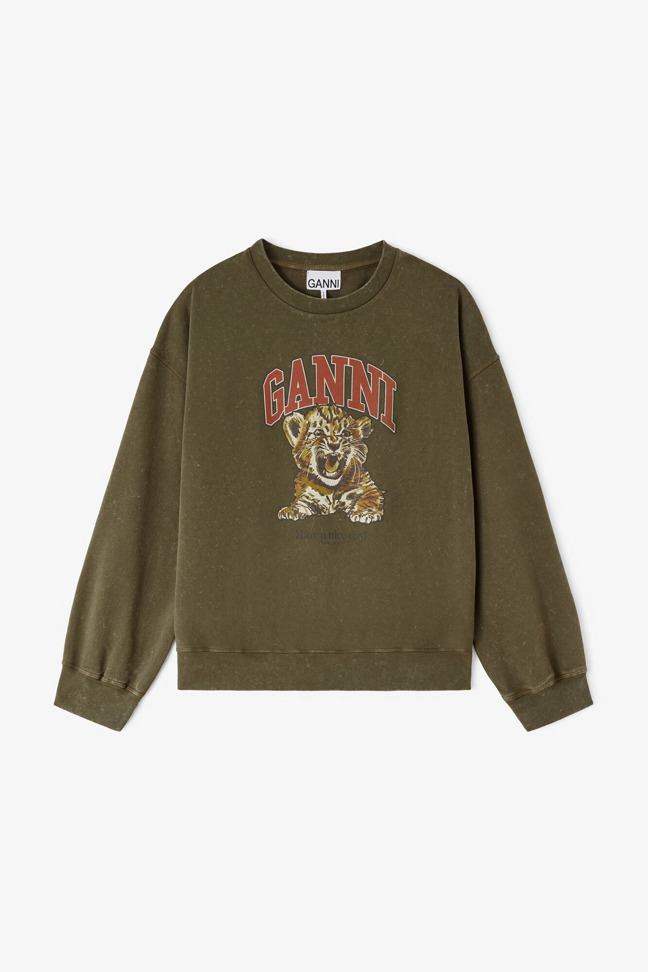 Crew neck sweatshirt with tiger print