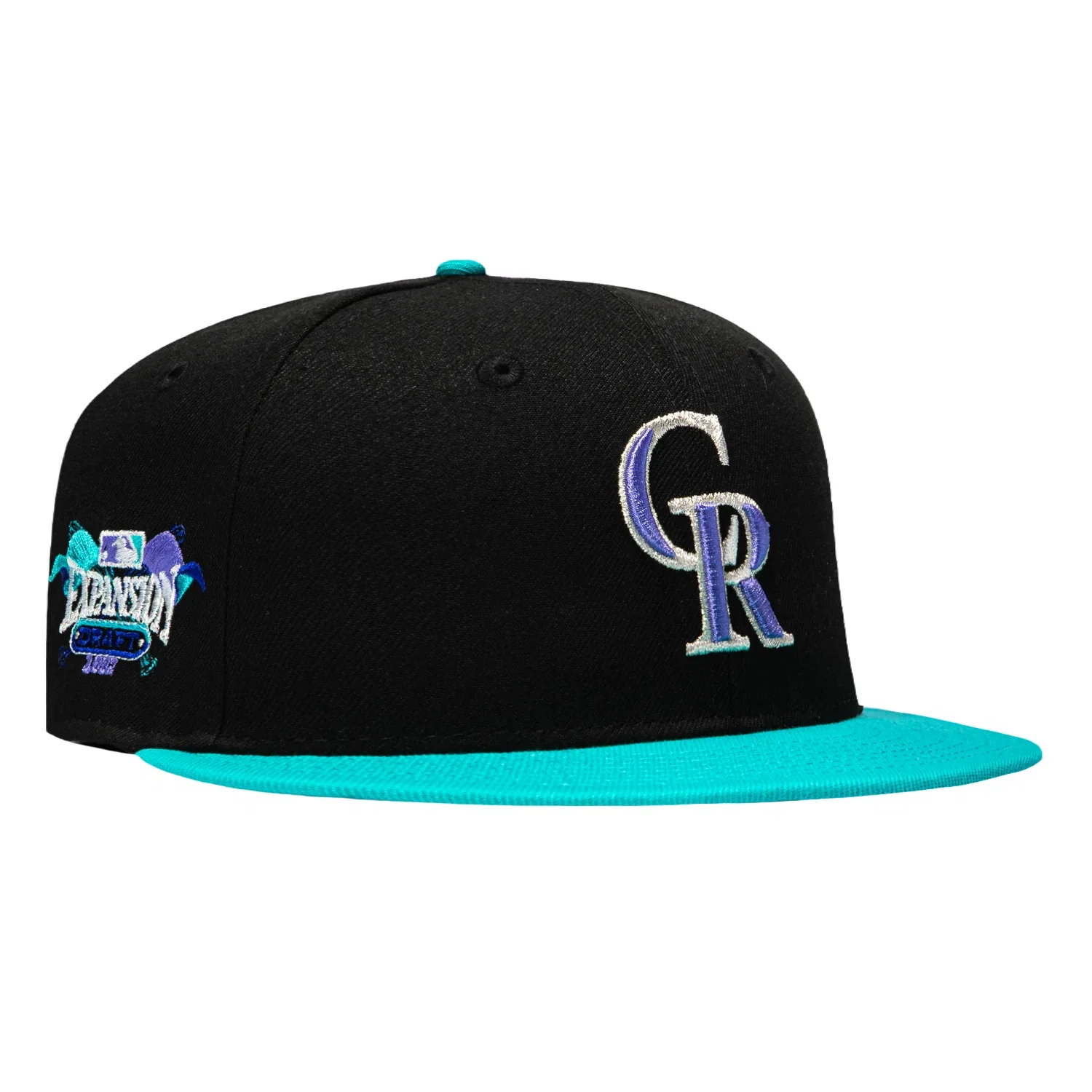 Image of New Era 59Fifty Colorado Rockies 1992 Expansion Draft Patch Hat - Black, Teal