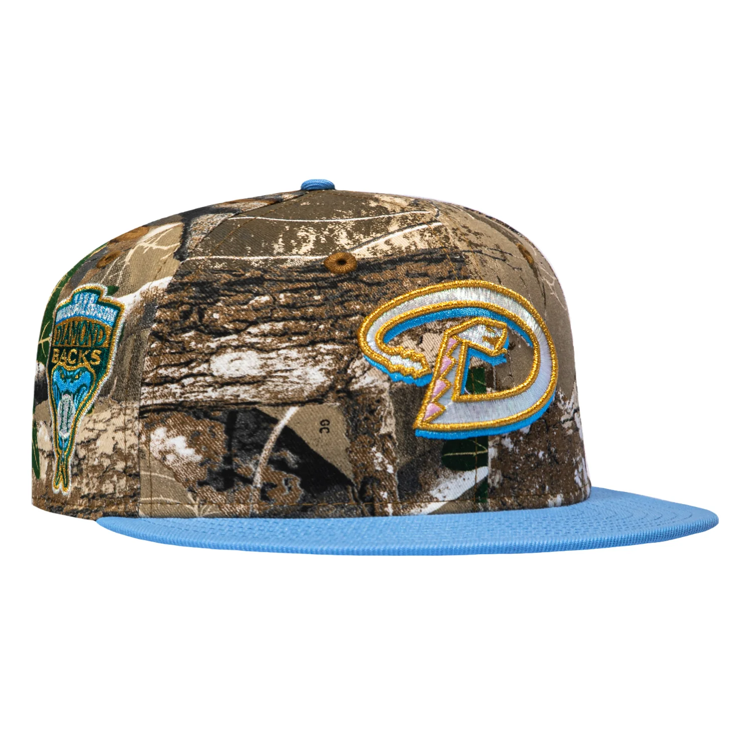 Image of New Era 59Fifty Arizona Diamondbacks Inaugural Patch D Hat - Realtree, Light Blue