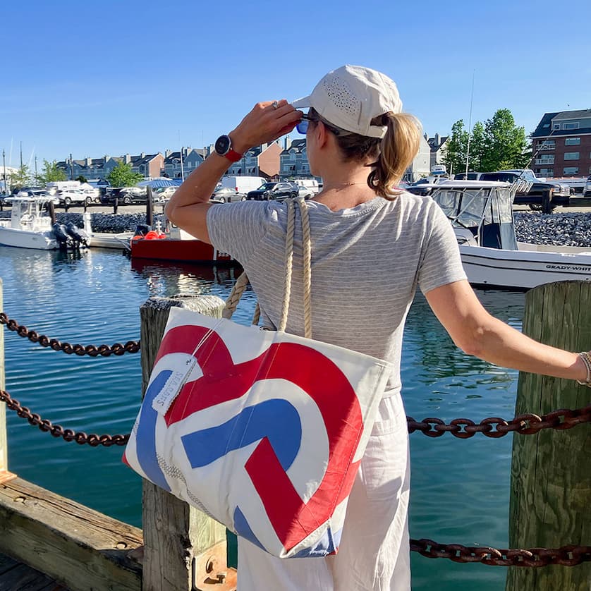 Bicentennial Tote by the wharf
