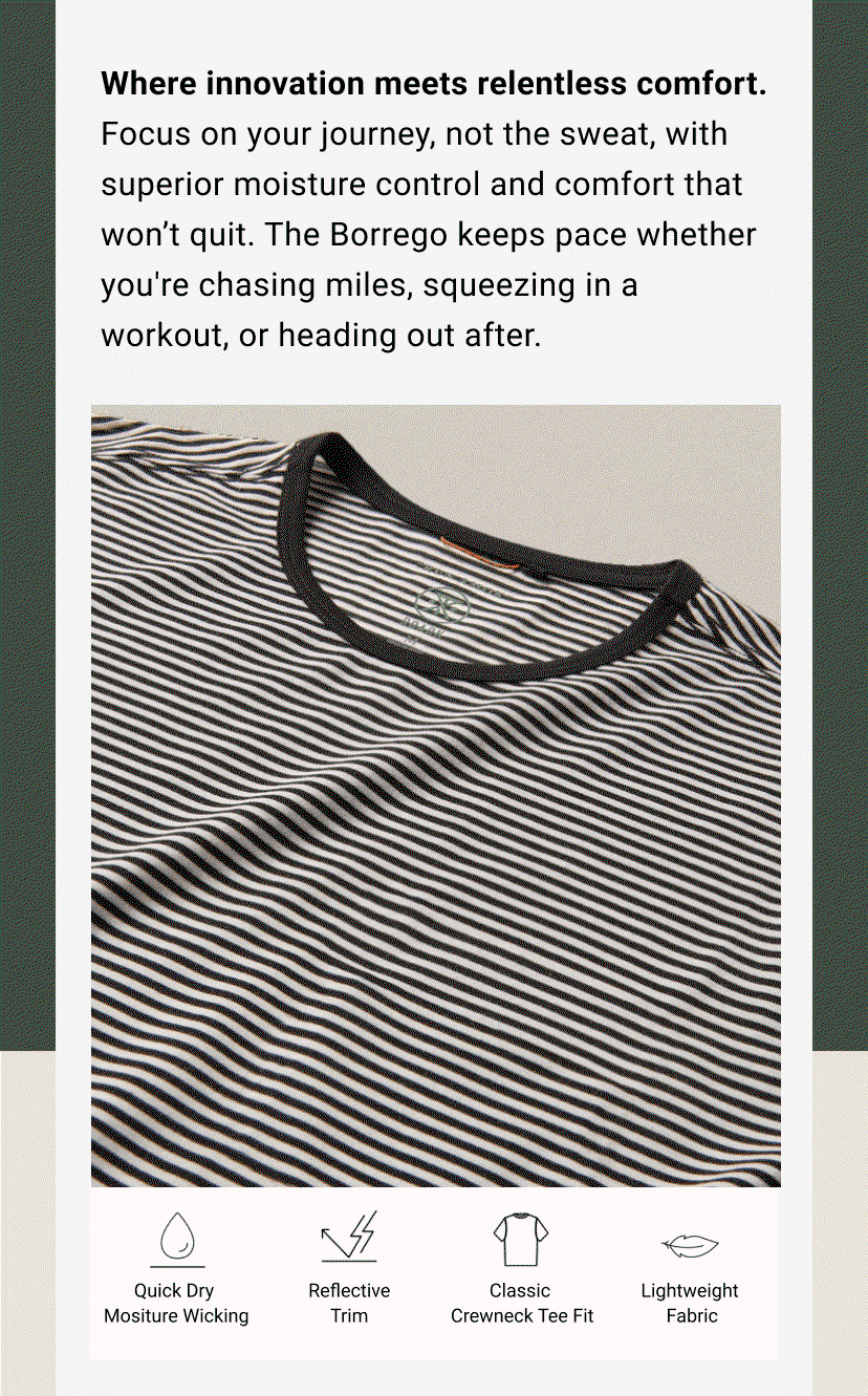 Where innovation meet relentless comfort - Shop Borrego Active Stretch Tee