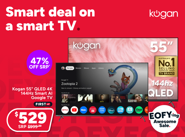 Kogan 55" QLED 4K 144Hz Smart AI Google TV