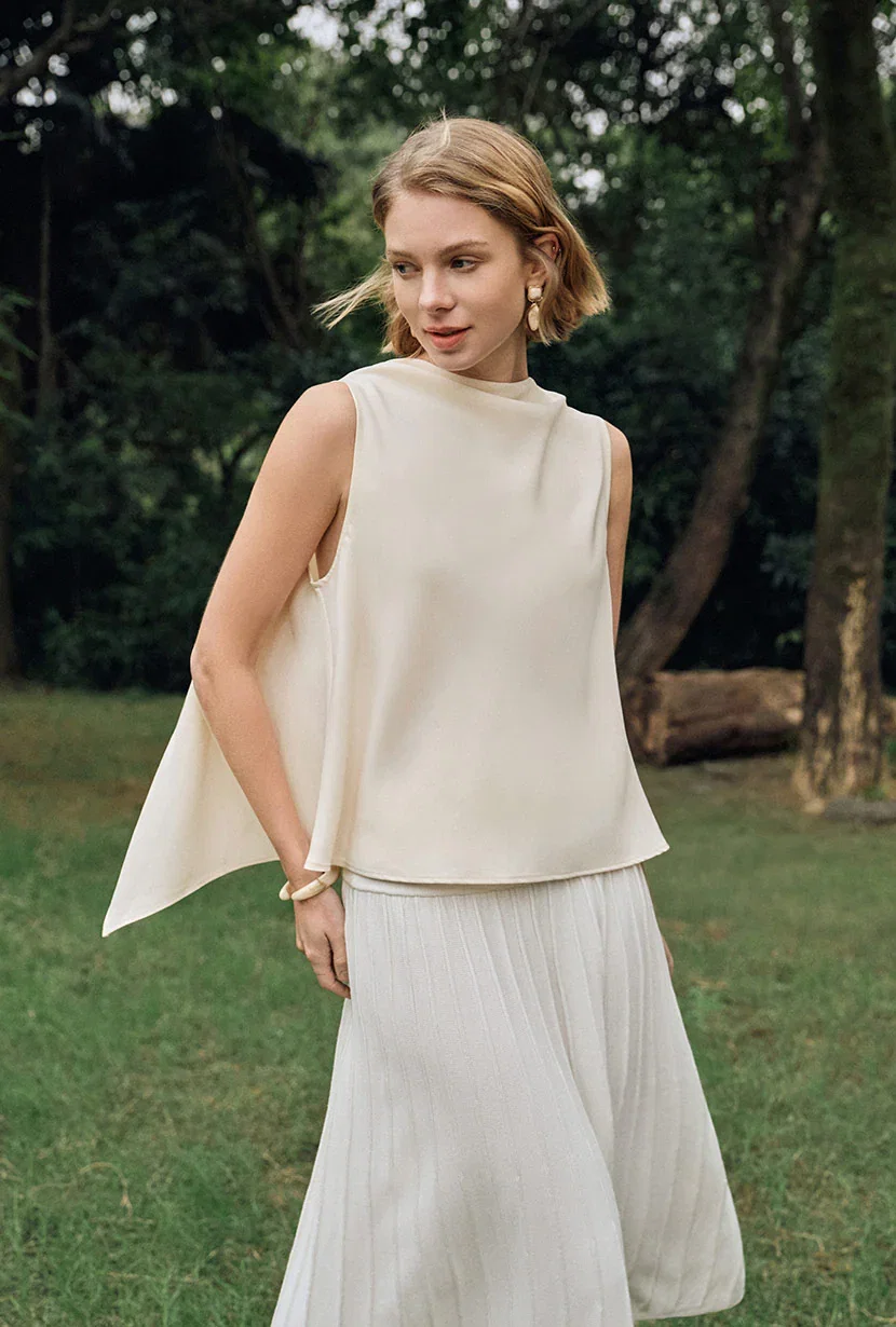 Image of Didi Cowl Neck Flared Top - Cream