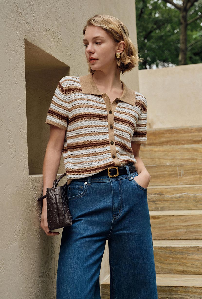 Image of Dotty Cotton Crochet Top - Striped