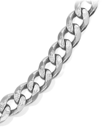 Silver curb chain bracelets with polished flat link design.