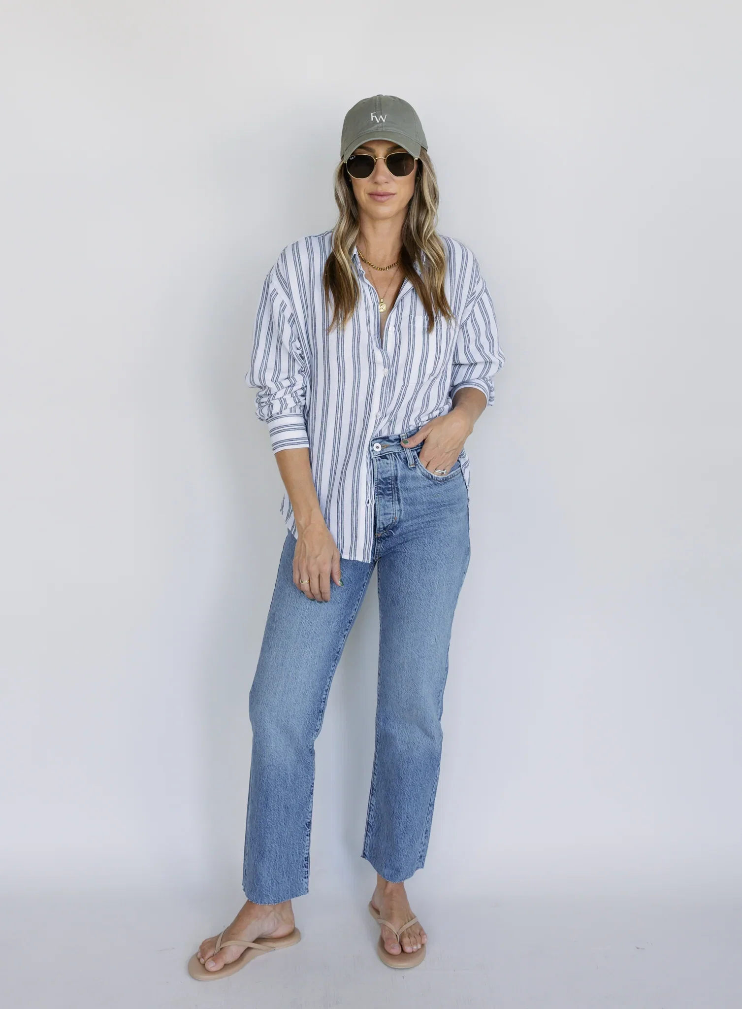 Z Supply: The Perfect Striped Button Up - White