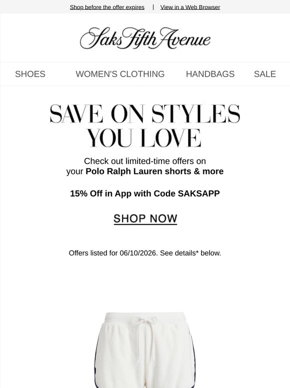 Limited-time offer on your Polo Ralph Lauren shorts & more