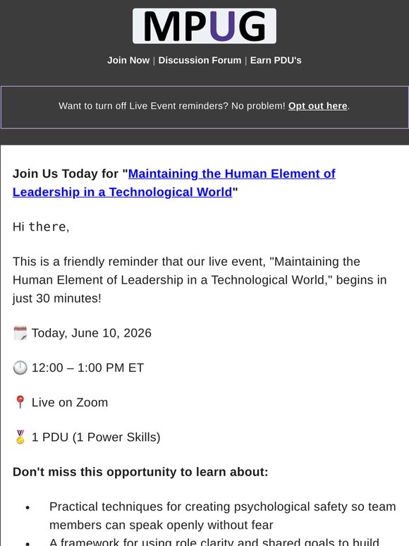 [30 mins] Earn 1 PDU live today! Maintaining the Human Element of Leadership in a Technological World