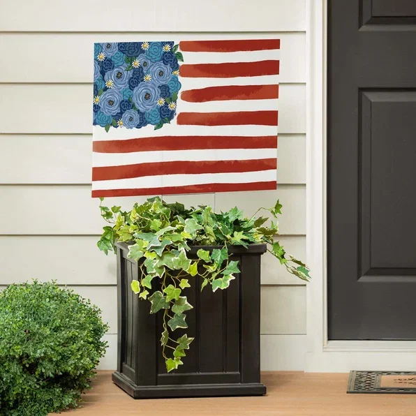 American Classic Blooming Americana Yard Sign, Flag, 24"x18"