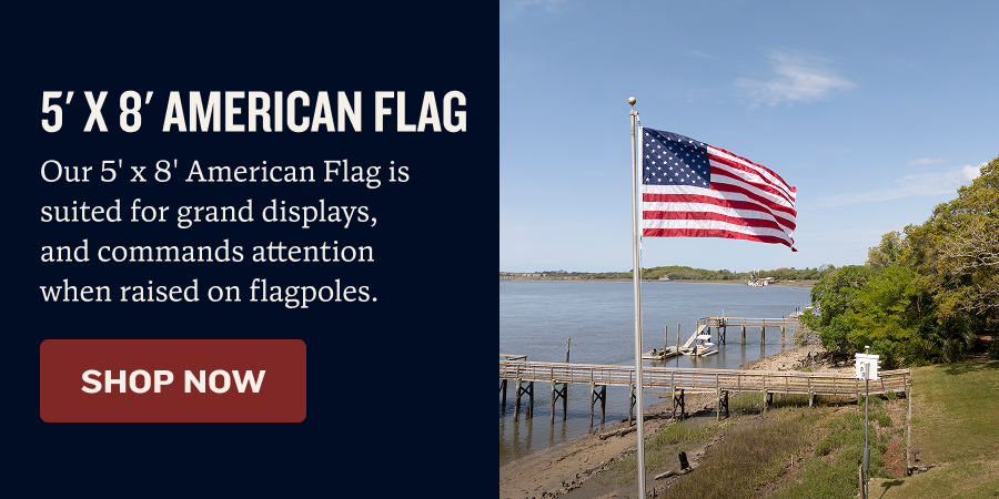 5' x 8' American Flag | Our 5' x 8' American Flag is suited for grand displays, and commands attention when raised on flagpoles. | SHOP NOW