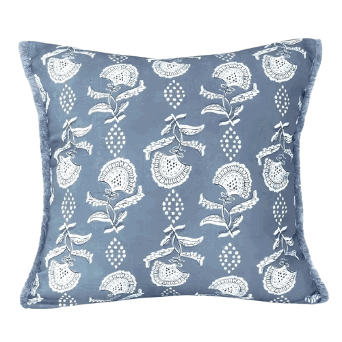 Ava Block Print Cushion 45x45cm - Blue
