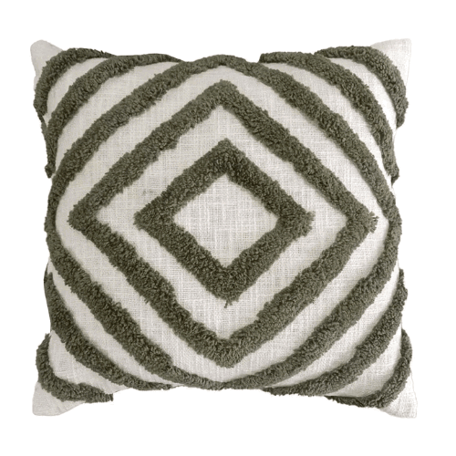 Mesa Cotton Tufted Diamond Cushion 43x43cm - Olive