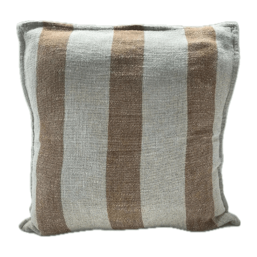 Lina Linen Blend Stripe Cushion 50x50cm - Rust