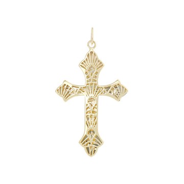 14k Yellow Gold Cross Ricami Pendant