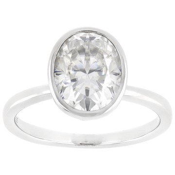 Oval Moissanite Platineve Solitaire Ring 3.00ct DEW