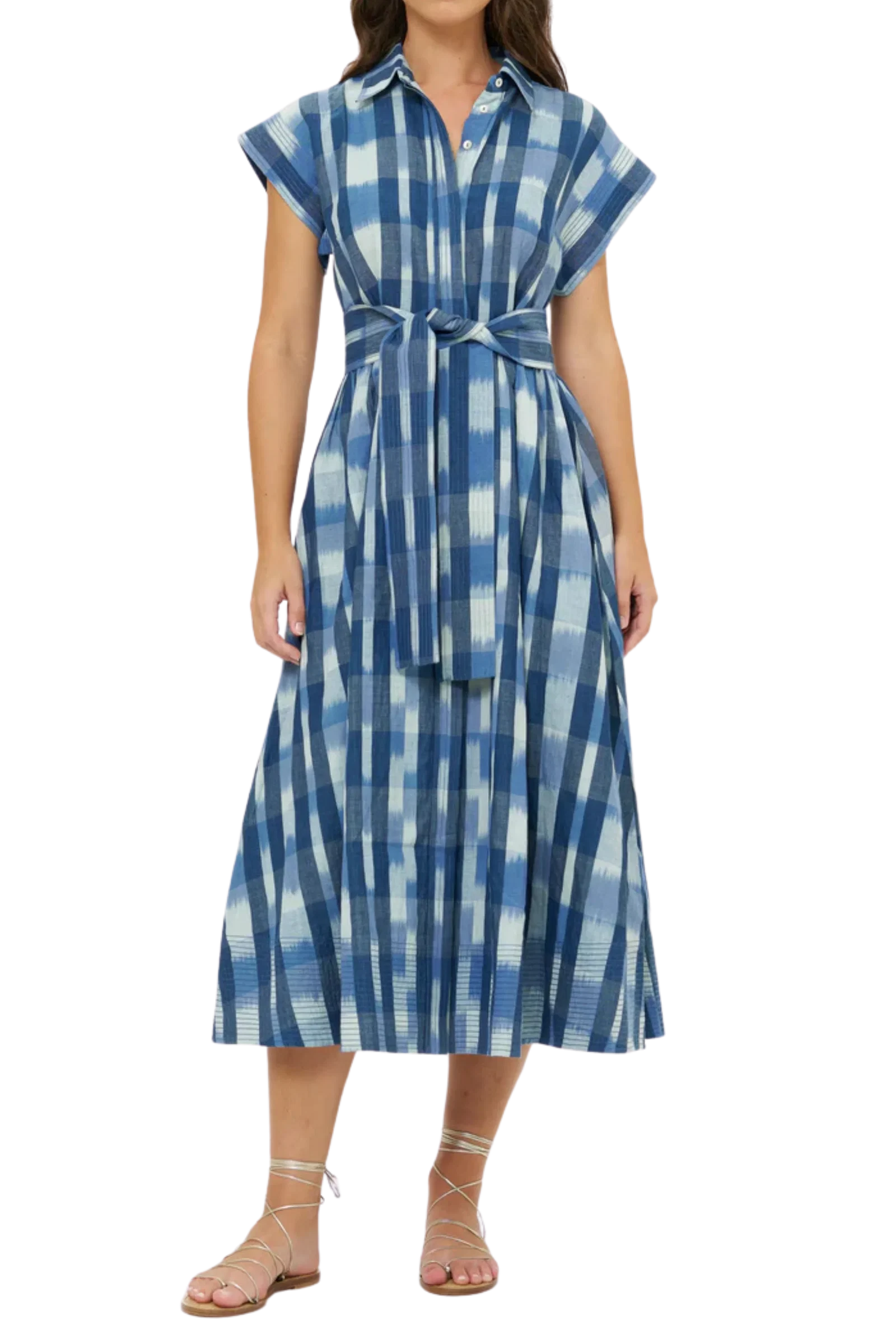 Image of Oliphant Belted Shirt Dress, Beckett Navy