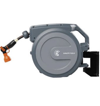 Giraffe Tools, Garden Hose Reel 5/8in. 90ft.Metal,Wall Mounted,GY, Hose Length Capacity 90 ft, Model# AW4058US-MB