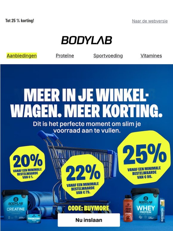 Pak nu tot 25 % korting én scoor je Whey voor een extra scherpe prijs!