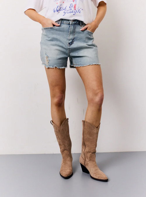 Distressed Denim Shorts