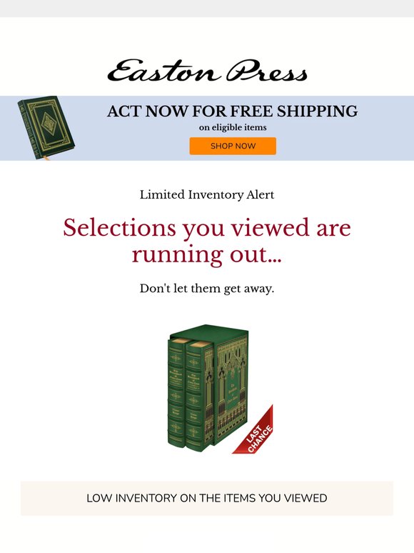 [Alert] Low inventory on what you viewed