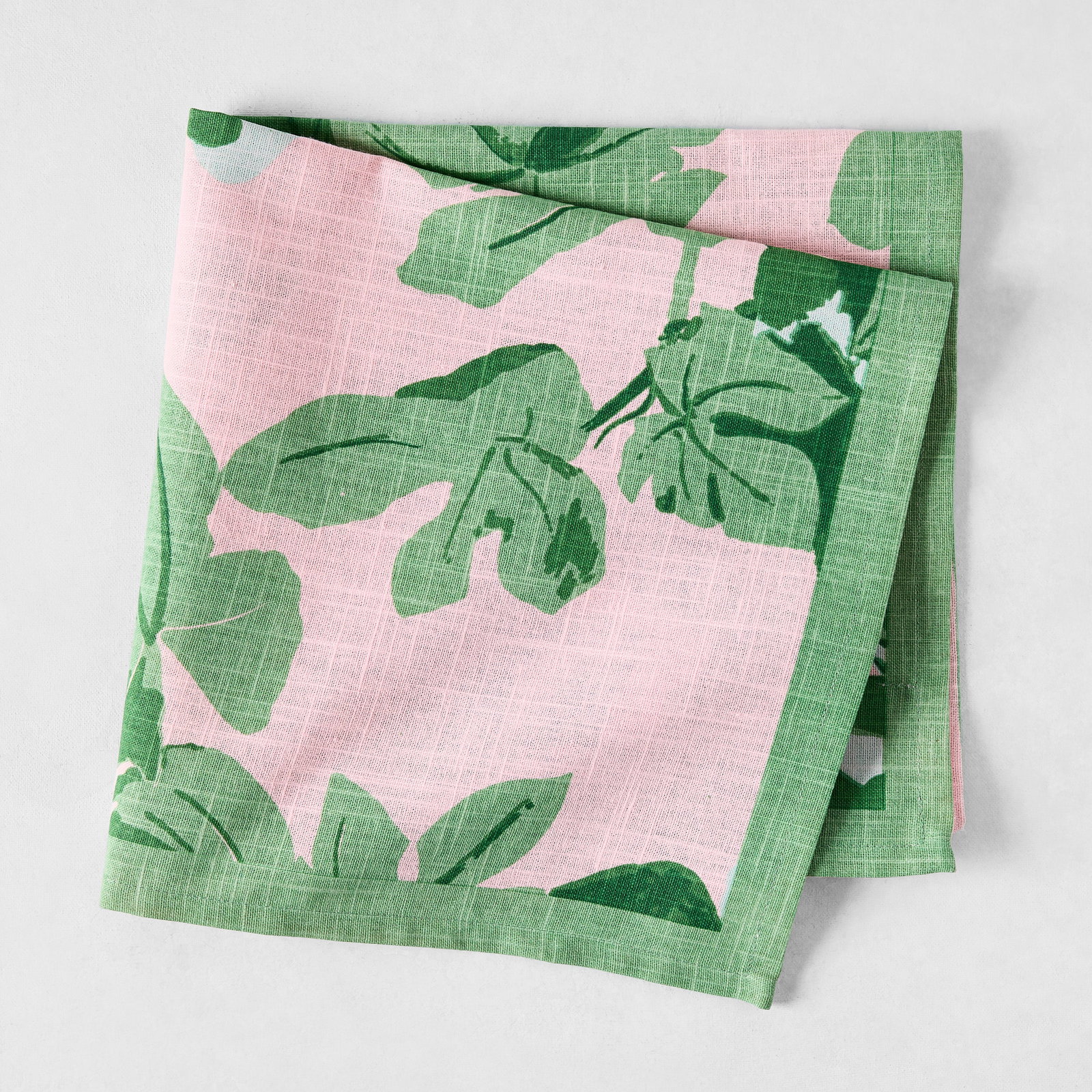 Image of Peter Dunham + Hudson Grace Green Fig Leaf Printed Pale Pink Napkin
