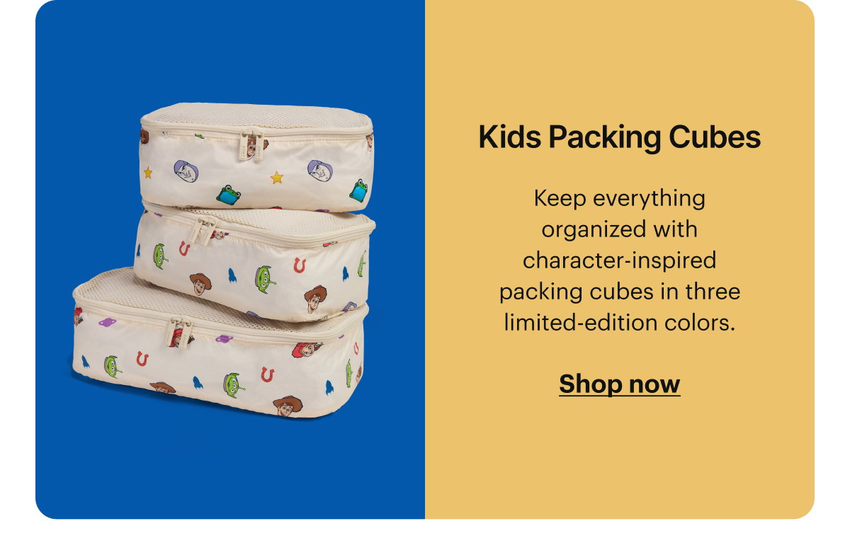 Kids Packing Cubes | Keep everything organized with character-inspired packing cubes in three limited-edition colors.
