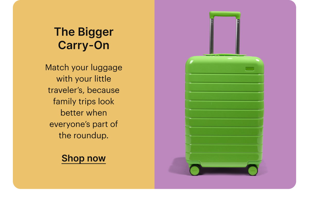 The Bigger Carry-On | Match your luggage with Jessie Red or Woody Yellow, because family trips look better when everyone’s part of the roundup.