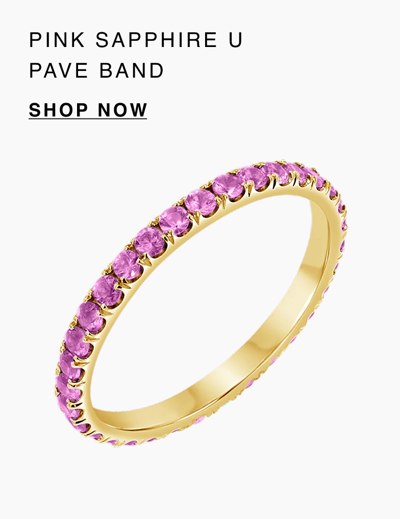 Pink Sapphire U Pave Band