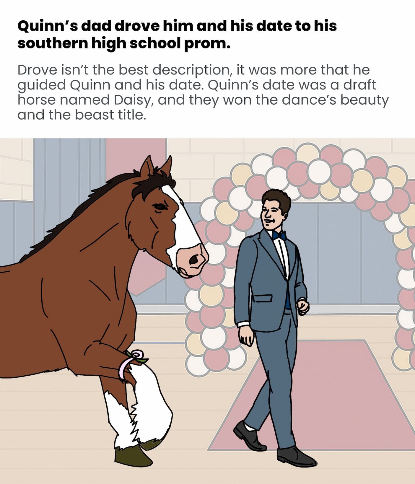 Quinn's dad drove him and his date to his prom