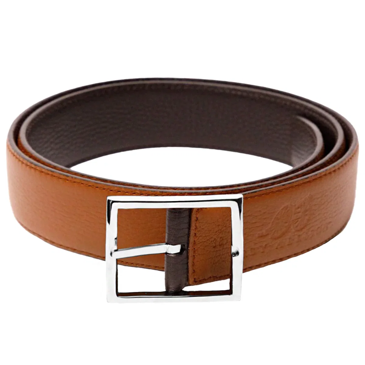 Image of Sovereign Grade Medium Brown/Dark Brown Grained Calfskin Reversible Belt