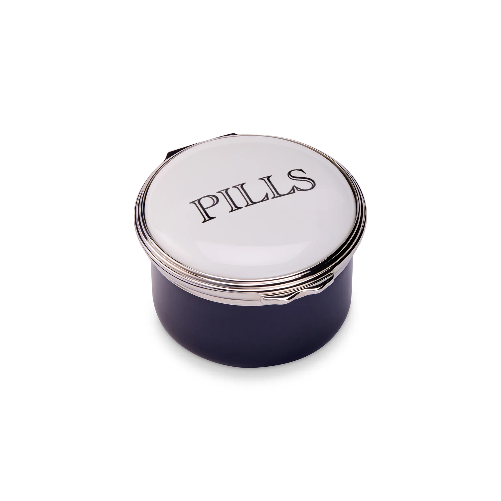 Image of D.R. Harris Round "Pills" Enamel Box in King's Blue