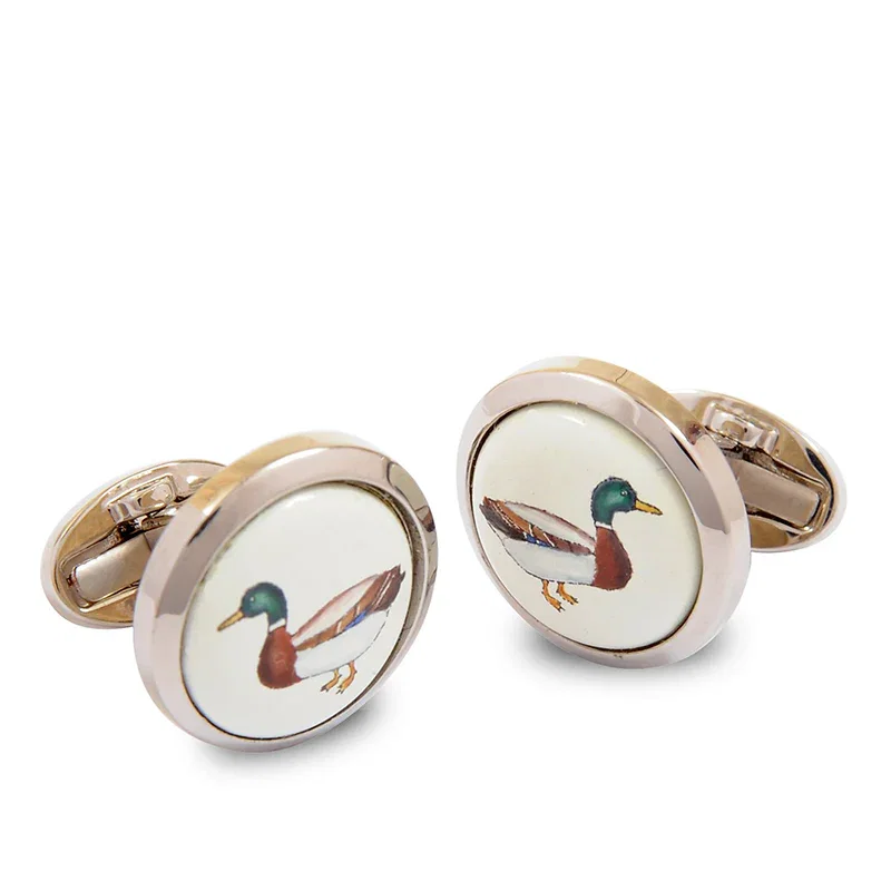 Image of Mallard Round Cufflinks Palladium