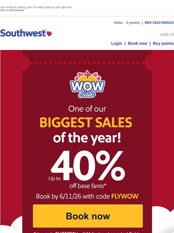 ENDS TOMORROW: Up to 40% off base fares.✈ ️One of our BIGGEST SALES of the year.