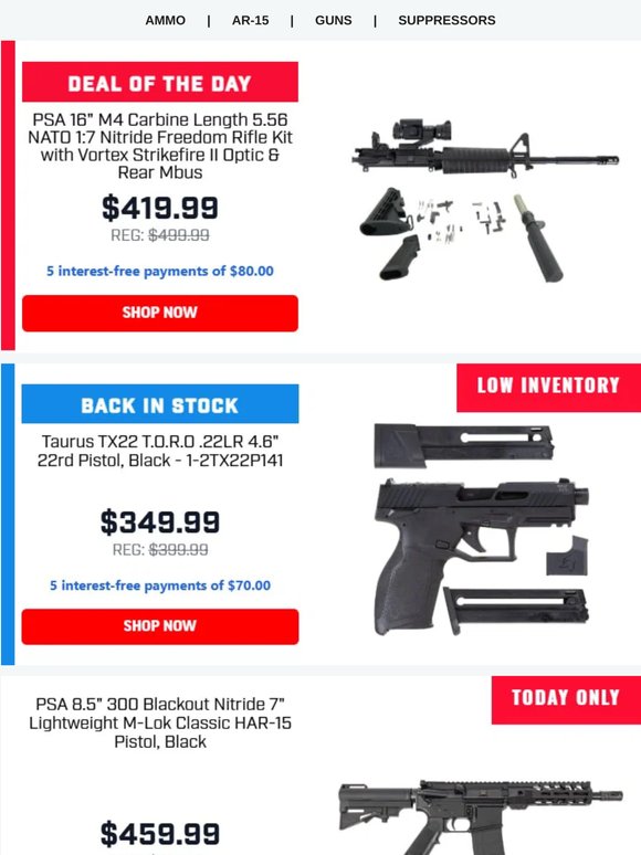 Deal of the Day:  16" M4 Rifle Kit With Vortex Strikefire II & Rear MBUS Only $419.99!