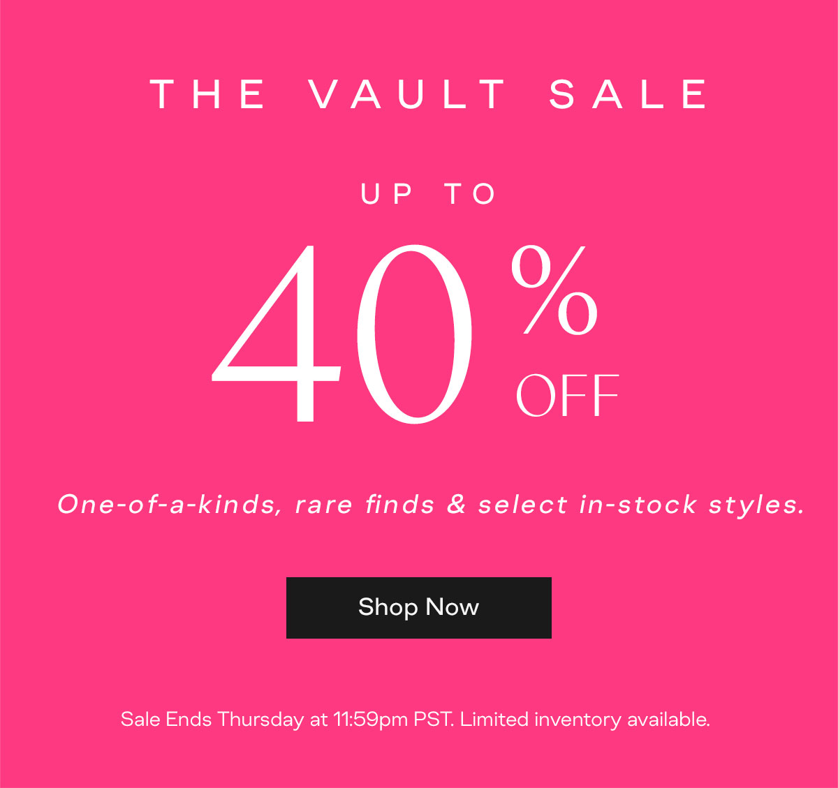 Vault Sale Up to 40% off