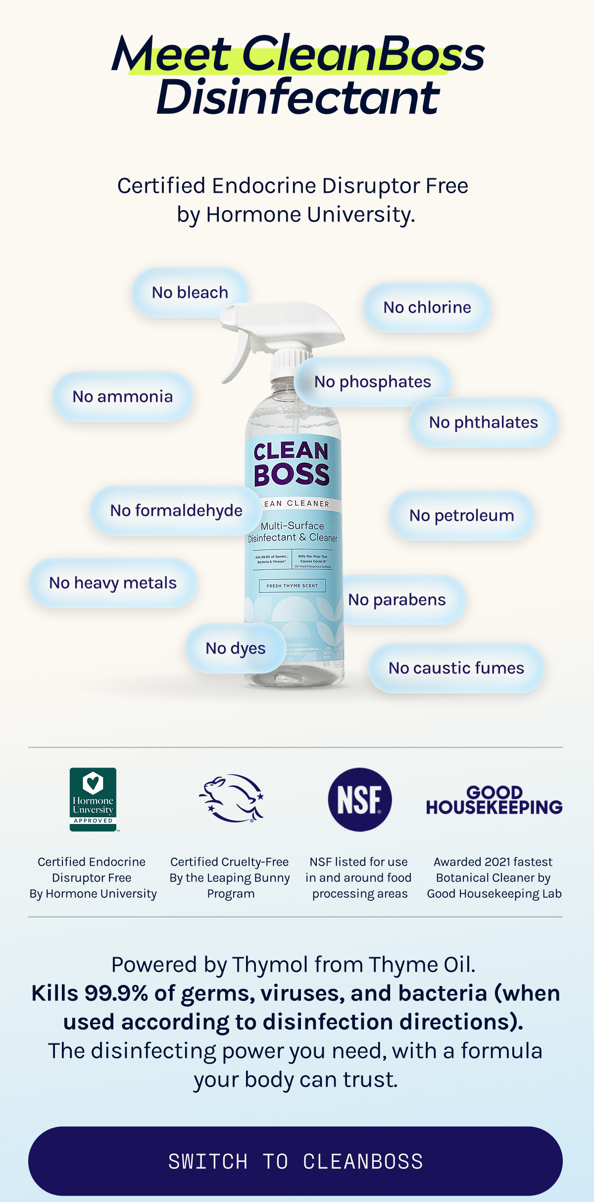Meet CleanBoss disinfectant.