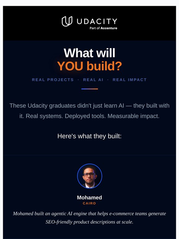 What will you build? Real projects. Real AI. Real impact.
