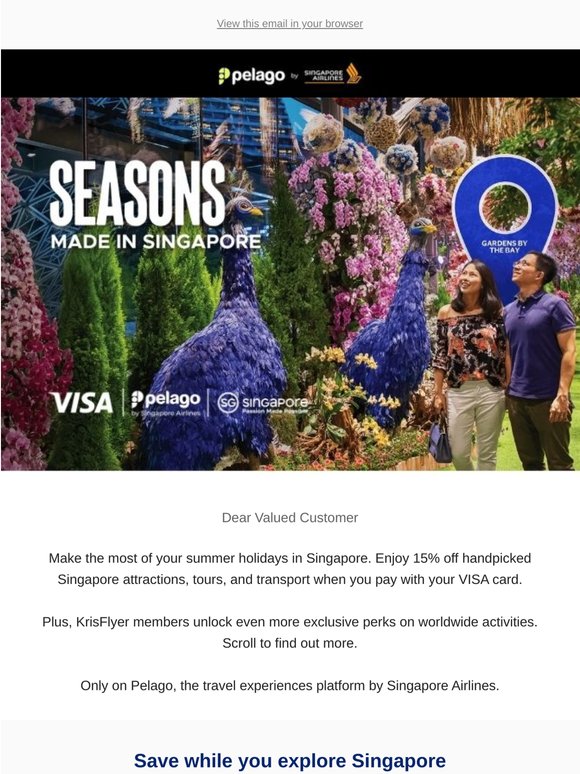 15% off Singapore attractions, tours, transport and more!