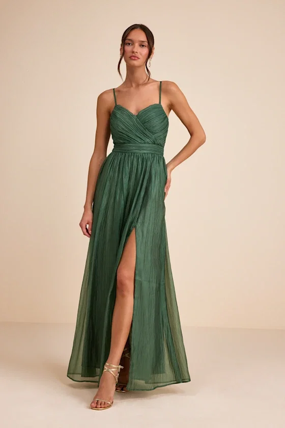 Image of Rosalind Green Organza Strapless Maxi Dress