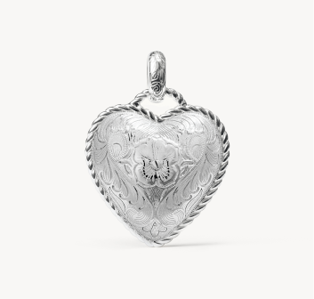 Etched Floral Heart Charm