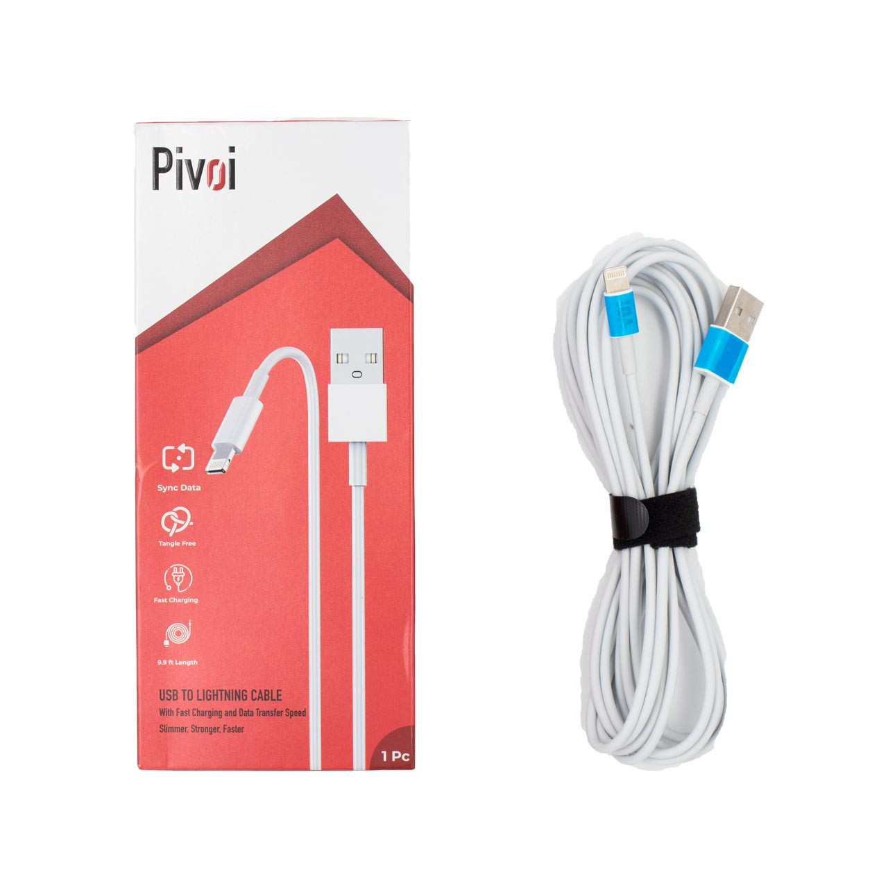 Pivoi USB to Lightning - White 10FT (1 Pack)