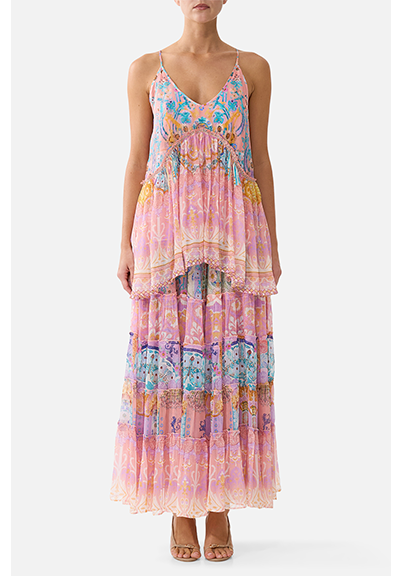 SHIRRED WAIST TIERED CIRCLE SKIRT | HOWDY GAUDI