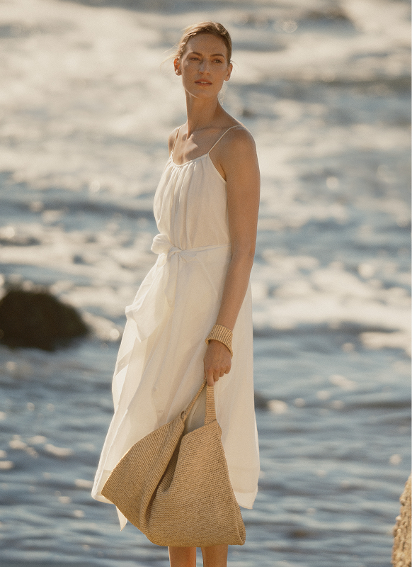 Ramie Dress with Drape Detail