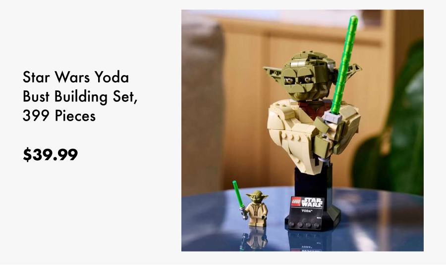 Star Wars Yoda Bust Building Set, 399 Pieces. $39.99.