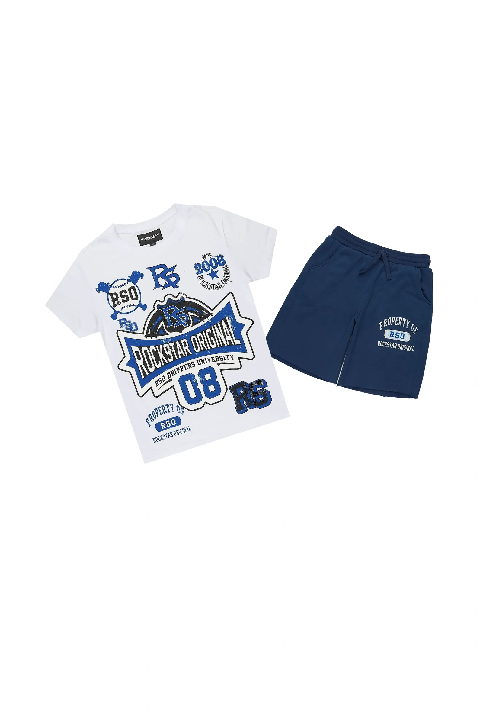 Image of Boys Mavrix White/Navy T-Shirt Short Set